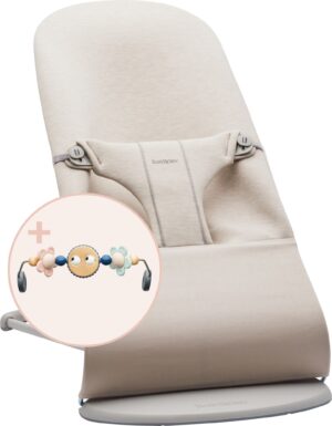 BabyBjörn Bliss Skråstol 3D Jersey inkl. Sjove Øjne, Lysbeige/Pastel