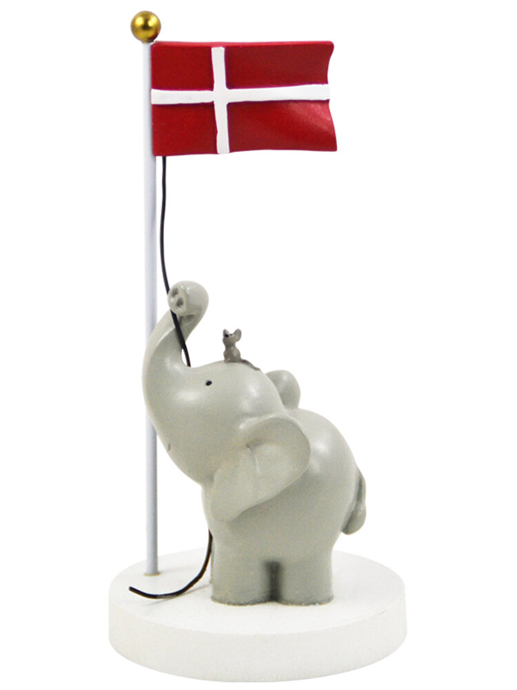 Bordpynt, flag med elefant og mus 13 cm Bordpynt, flag med elefant og mus 13 cm