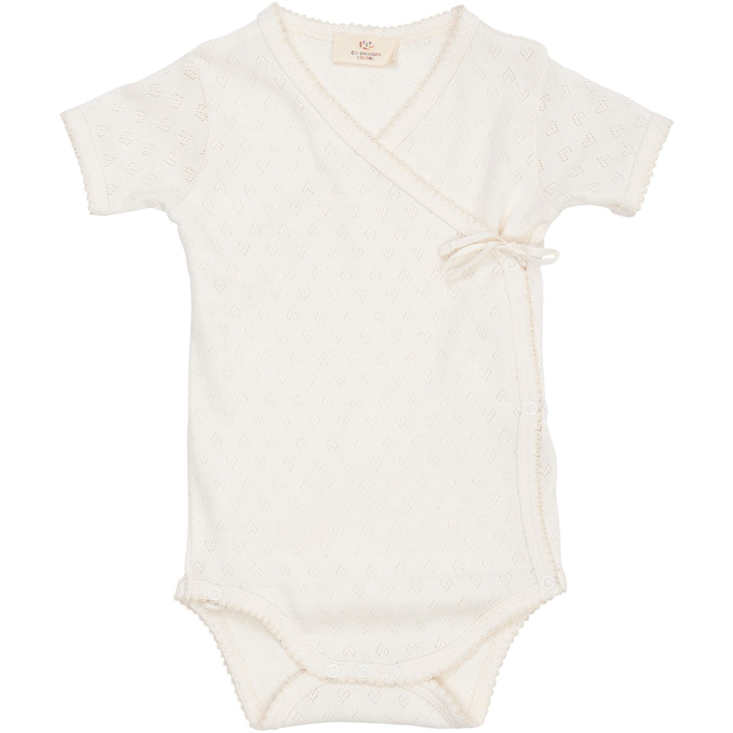 COPENHAGEN COLORS Cream Pointelle Heart Crossover Body Ss - Str. 68 COPENHAGEN COLORS Cream Pointelle Heart Crossover Body Ss - Str. 68