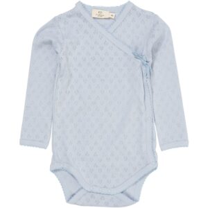 COPENHAGEN COLORS Dusty Blue Pointelle Heart Crossover Body Ls - Str. 50