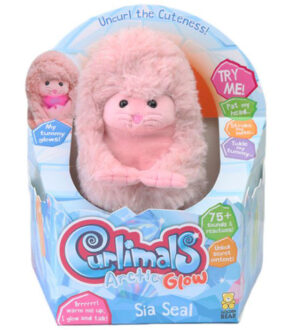 Curlimals Bamse m. Lyd og Bevægelse - 14 cm - Glow Seal