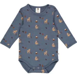 Deer body med rådyrprint - Stormy blue/ Shade/ Bark - 86