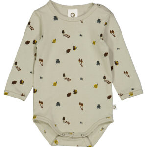 Forest body med skovprint - Soft green/ Mustard/ Bark - 86