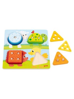 Goki Wooden Colors and Shapes Sorting Board Animal 12 pcs.