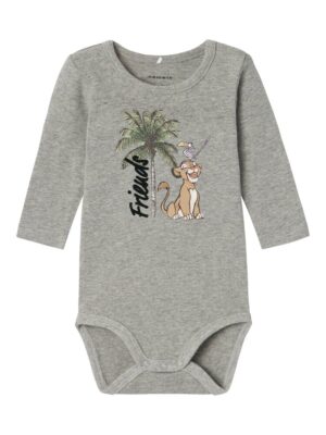 Jebbi løvernes konge langærmet body - GREY MELANGE - 50