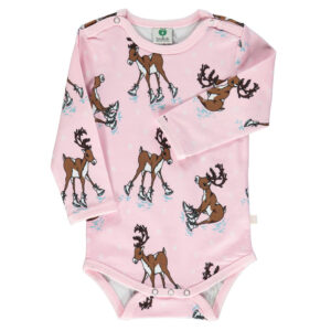 Langærmet body med rensdyr - ICY PINK - 68