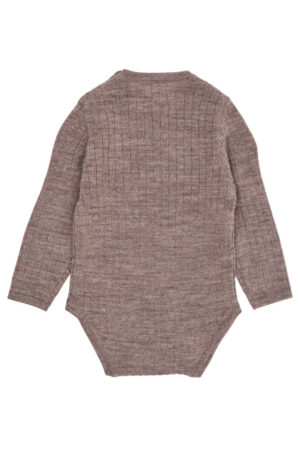 Langærmet rib body - LYS BRUN - 80