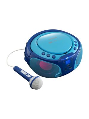 Lenco SCD-650BU - Portable FM Radio CD/MP3/USB Microphone & Light Effects - Blue - FM - Stereo - Blå