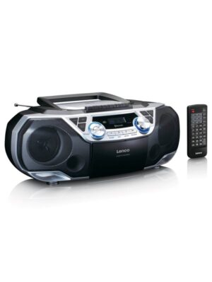Lenco SCD-720SI - Portable Boombox with DAB+/FM radio Bluetooth® CD Casette Recorder and USB player - Silver - DAB/DAB+/FM - Stereo - Sølv