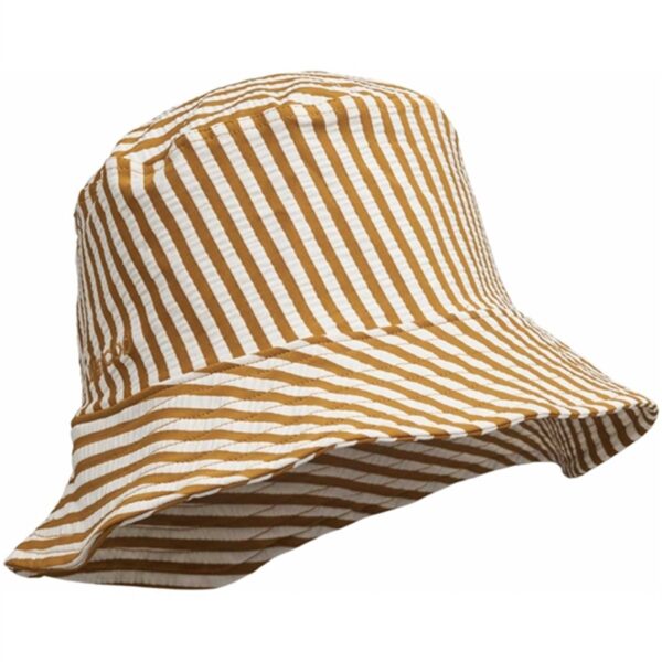 Liewood Matty Stripe Solhat Seersucker Golden Caramel/White - Str. 6-9 mdr