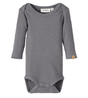 Lil Atelier Rajo Rib Slim LS Body - Silver Filigree - 56 cm
