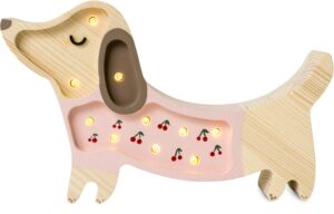 Little Lights Lampe Hundehvalp, Pink, Børnelampe