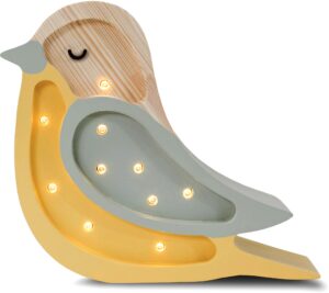 Little Lights Mini Lampe Fugl, Khaki/Light Mustard, Børnelampe