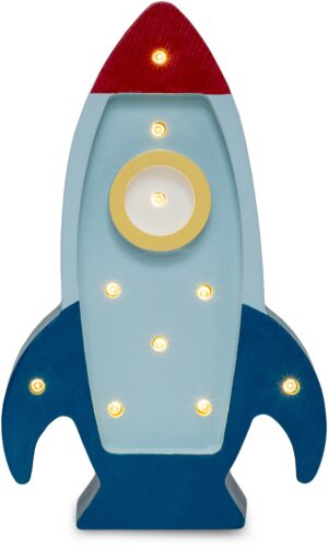 Little Lights Mini Lampe Rumraket, Blå, Børnelampe
