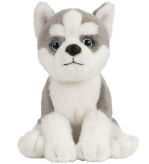 Living Nature Bamse - 17x7 cm - Husky Hundehvalp - Grå/Hvid
