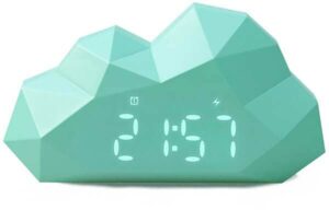 MOB Vækkeur med Natlampe Mini Cloudy, Lyseblå, Børnelampe