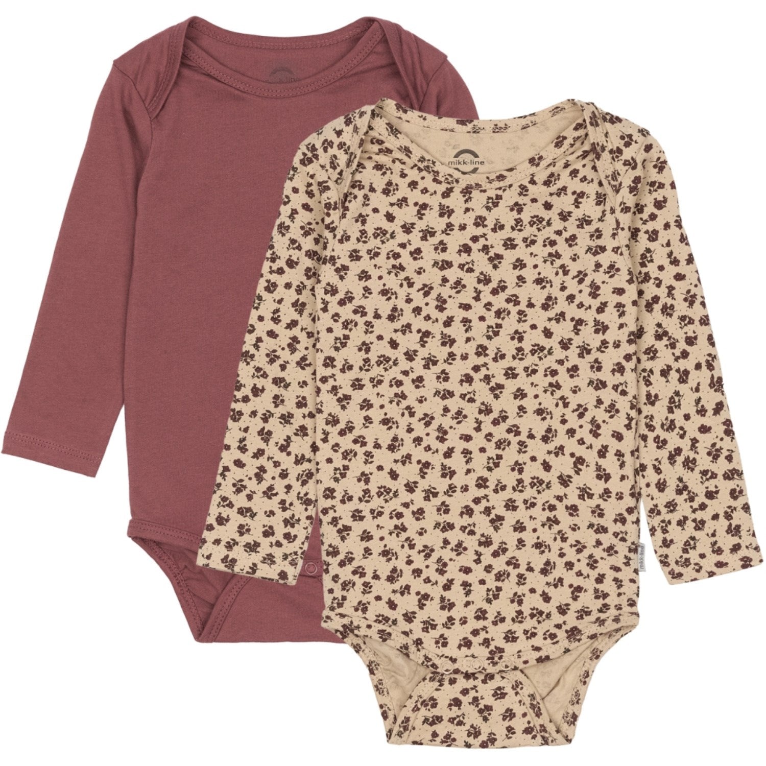 Mikk-Line Rose Brown 2-Pak LS Body - Str. 98 Mikk-Line Rose Brown 2-Pak LS Body - Str. 98