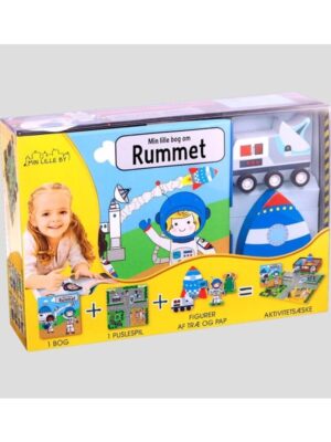 Min lille rumstation - Aktivitetsæske - Børnebog - hardcover