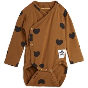 Mini Rodini Basic Hearts Brown Wrap Body - Str. 50