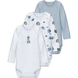 Name It Baby Blue Body 3-pak Baby Elephant Noos - Str. 56