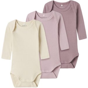 Name It Keepsake Lilac Body 3-pak Solid Rib - Str. 50