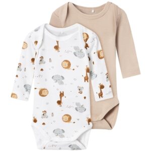 Name it Bright White Beige Animal Body 2-pak Noos - Str. 74