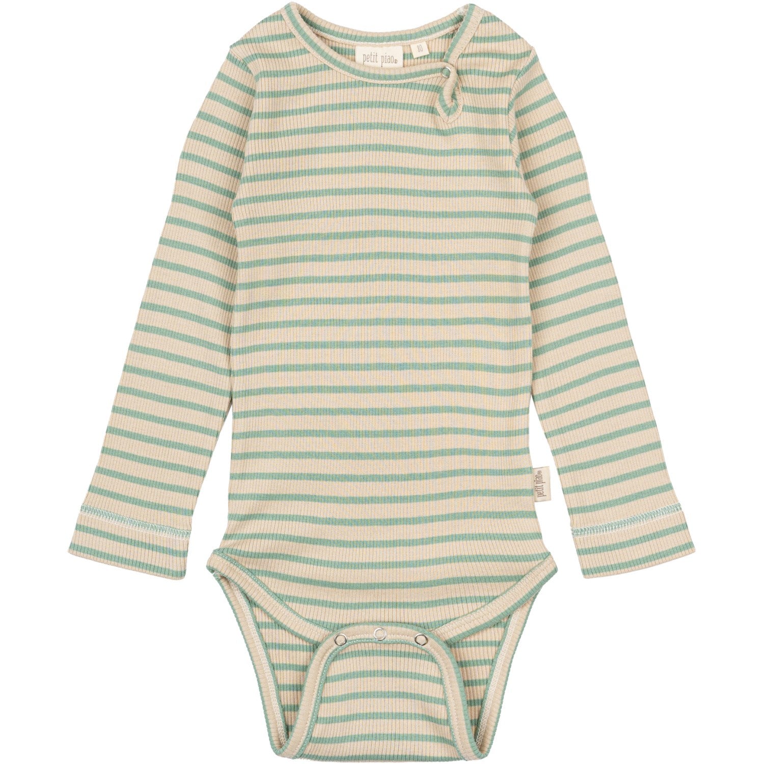 Petit Piao Granite Green/Dark Off White Body L/S Modal Striped - Str. 56 Petit Piao Granite Green/Dark Off White Body L/S Modal Striped - Str. 56