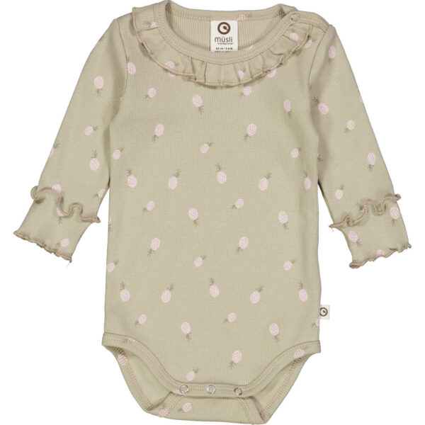Pineapple rib body med flæsekrave - Soft green/ Poetry green/ Mary - 62
