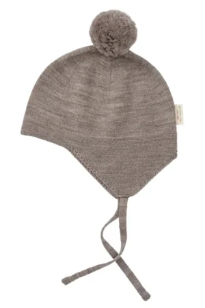 Baby strikhue m. bindebånd - NATURAL - 40-42 CM