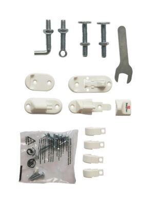 BabyDan kasse med fittings til MultiDan/Liva sikkerhedsgitter metal, Hvid