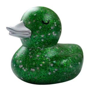 Badedyr, badeand grøn med glimmer 8 cm.