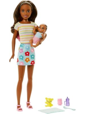 Barbie Skipper Babysitter (Brown hair Doll with Baby Doll)