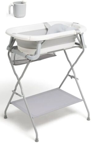 Beemoo CARE Assist Badekar Inkl. Badestøtte, Badestativ & Skyllekande, Grey/White