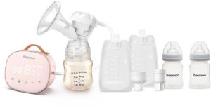 Beemoo CARE Single Elektrisk Brystpumpe inkl. Modermælksposer & Modermælksflaske 180 ml 2-pak