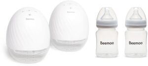 Beemoo CARE Wearable Elektrisk Brystpumpe Dobbelt inkl. Modermælksflaske 180 ml 2-pak