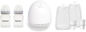 Beemoo CARE Wearable Elektrisk Brystpumpe Single inkl. Modermælksposer & Modermælksflaske 180 ml 2-pak