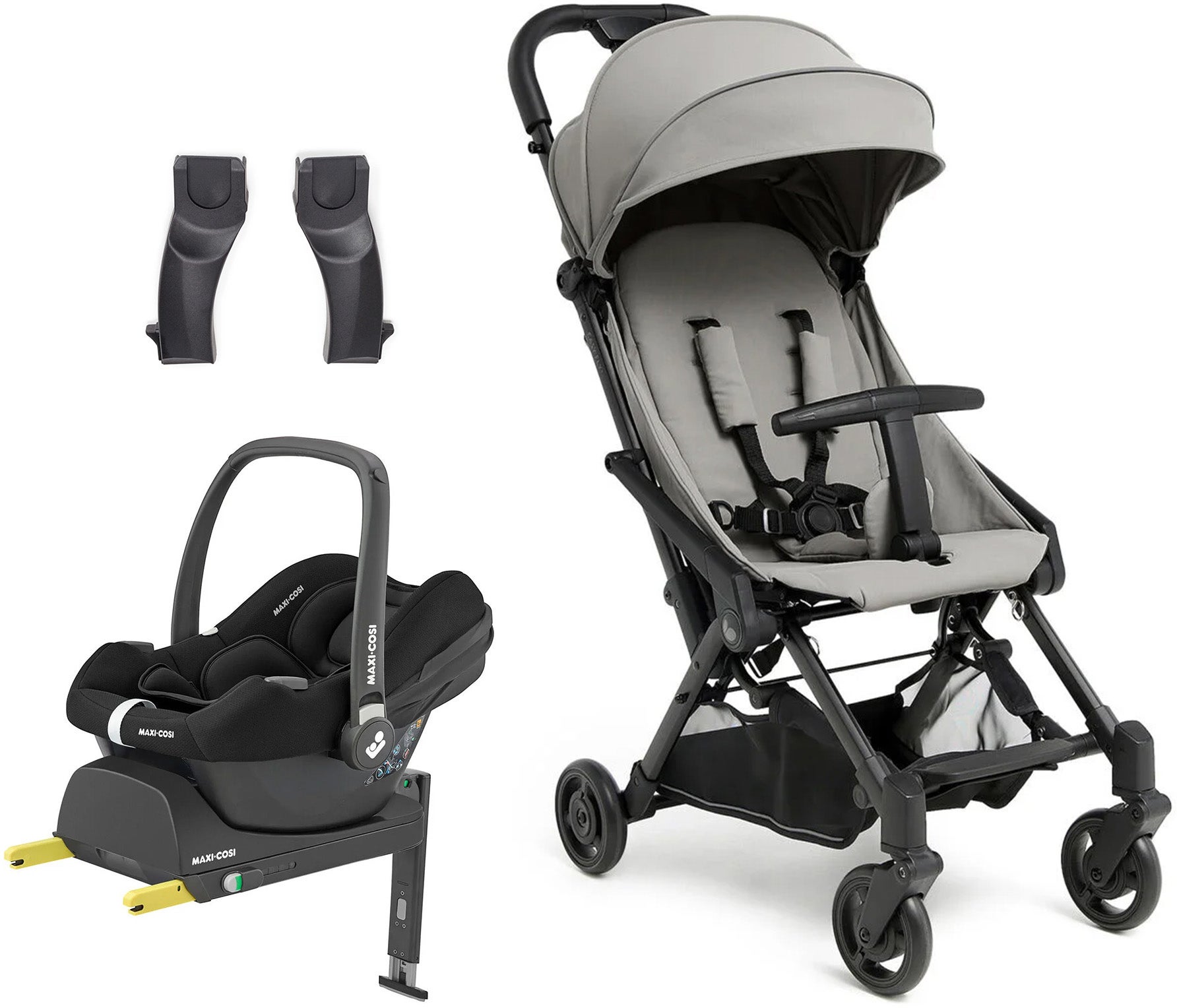 Beemoo Easy Fly 4 Klapvogn inkl Maxi-Cosi CabrioFix Autostol Baby & Base, Stone Grey Beemoo Easy Fly 4 Klapvogn inkl Maxi-Cosi CabrioFix Autostol Baby & Base, Stone Grey