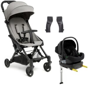 Beemoo Easy Fly 4 Klapvogn inkl Route i-Size Autostol Baby & Base, Stone Grey/Black Stone