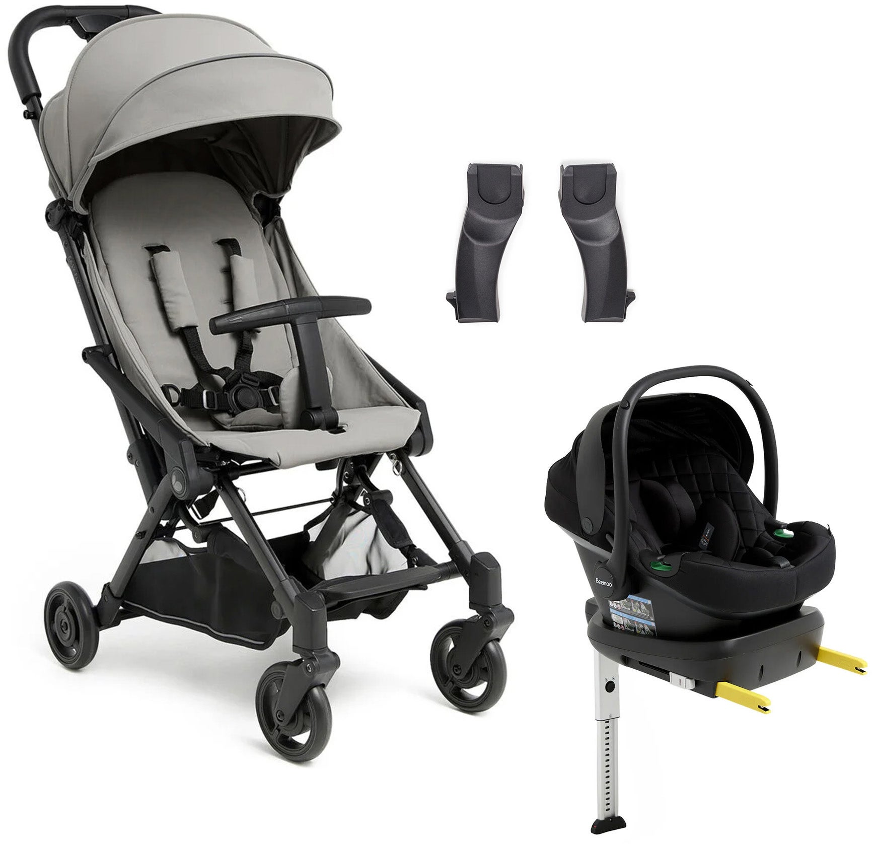 Beemoo Easy Fly 4 Klapvogn inkl Route i-Size Autostol Baby & Base, Stone Grey/Black Stone Beemoo Easy Fly 4 Klapvogn inkl Route i-Size Autostol Baby & Base, Stone Grey/Black Stone