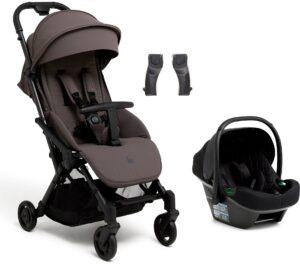 Beemoo Easy Fly Lux 4 Klapvogn Inkl. Route i-Size Autostol Baby, Gull Grey/Black Stone