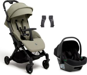 Beemoo Easy Fly Lux 4 Klapvogn Inkl. Route i-Size Autostol Baby, Spring Green/Black Stone
