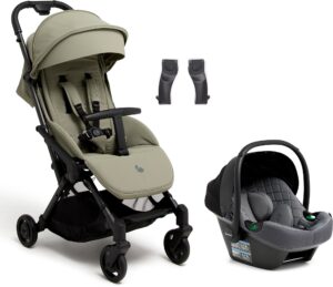 Beemoo Easy Fly Lux 4 Klapvogn Inkl. Route i-Size Autostol Baby, Spring Green/Mineral Grey