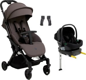 Beemoo Easy Fly Lux 4 Klapvogn Inkl. Route i-Size Autostol Baby & Base, Gull Grey/Black Stone