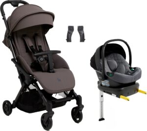 Beemoo Easy Fly Lux 4 Klapvogn Inkl. Route i-Size Autostol Baby & Base, Gull Grey/Mineral Grey