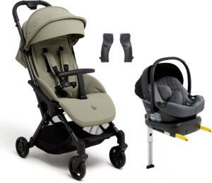 Beemoo Easy Fly Lux 4 Klapvogn Inkl. Route i-Size Autostol Baby & Base, Spring Green/Mineral Grey
