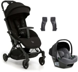 Beemoo Easy Fly Lux 4 Klapvogn inkl Route i-Size Autostol Baby, Jet Black/Mineral Grey