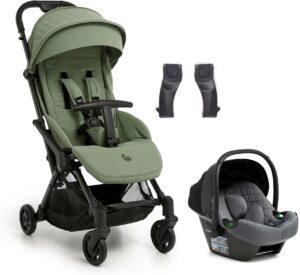 Beemoo Easy Fly Lux 4 Klapvogn inkl Route i-Size Autostol Baby, Sea Green/Mineral Grey