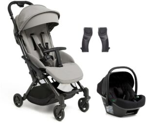 Beemoo Easy Fly Lux 4 Klapvogn inkl Route i-Size Autostol Baby, Stone Grey/Black Stone