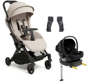 Beemoo Easy Fly Lux 4 Klapvogn inkl Route i-Size Autostol Baby & Base, Sand Beige/Black Stone