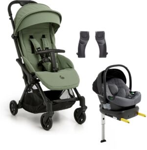 Beemoo Easy Fly Lux 4 Klapvogn inkl Route i-Size Autostol Baby & Base, Sea Green/Mineral Grey